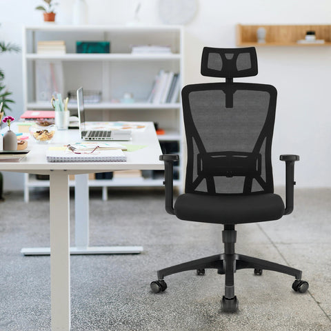 Chaise de bureau ergonomique – Dossier réglable, accoudoirs, 150 kg