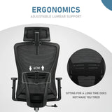 Chaise de bureau ergonomique – Dossier réglable, accoudoirs, 150 kg