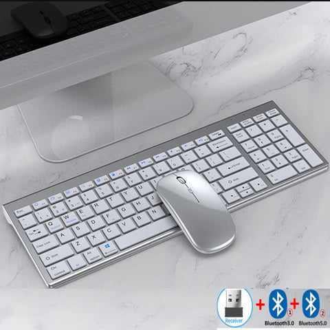 Clavier & Souris sans fil rechargeables – Bluetooth/USB 2.4G