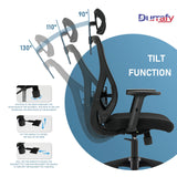 Chaise de bureau ergonomique – Dossier réglable, accoudoirs, 150 kg