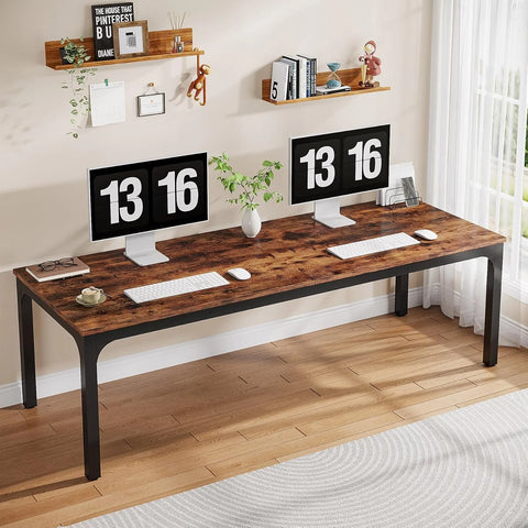 Bureau double 2 personnes – 200 cm – Bois rustique