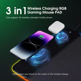 Tapis de souris RGB XXL avec chargeur sans fil