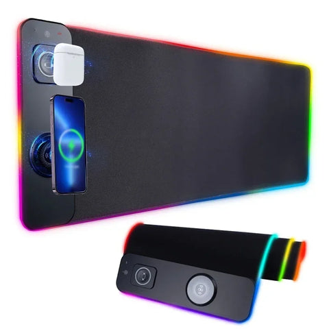 Tapis de souris RGB XXL avec chargeur sans fil
